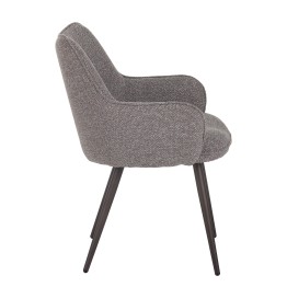 Fauteuil moderne en tissu texturé beige taupe avec piètement coniqu...