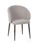 Minimalist Dining Chair with Ribbed Bouclé Fabric and Wood-Effect Legs