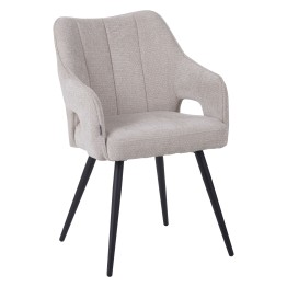 Fauteuil moderne en tissu texturé beige avec piètement conique fixe...