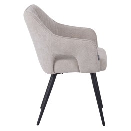 Fauteuil moderne en tissu texturé beige avec piètement conique fixe...