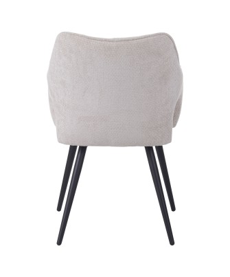 Fauteuil moderne en tissu texturé beige avec piètement conique fixe...