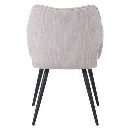 Modern accent armchair in textured beige fabric with fixed conical ...