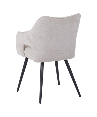 Fauteuil moderne en tissu texturé beige avec piètement conique fixe...