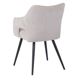 Fauteuil moderne en tissu texturé beige avec piètement conique fixe...