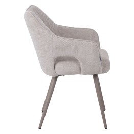 Fauteuil moderne en tissu texturé beige avec piètement conique fixe...