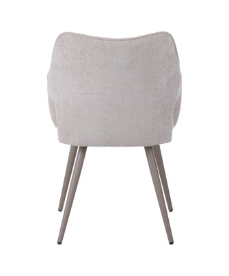 Fauteuil moderne en tissu texturé beige avec piètement conique fixe...