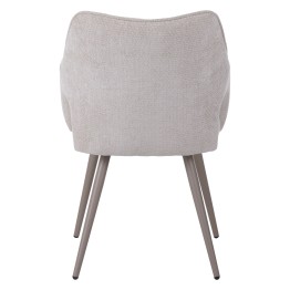 Fauteuil moderne en tissu texturé beige avec piètement conique fixe...