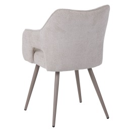 Fauteuil moderne en tissu texturé beige avec piètement conique fixe...