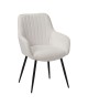 Mira Elegant Beige Fabric Dining Chair with Black Metal Legs