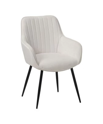 Mira Fauteuil de Salle à Manger Élégant en Tissu Beige avec Pieds M...