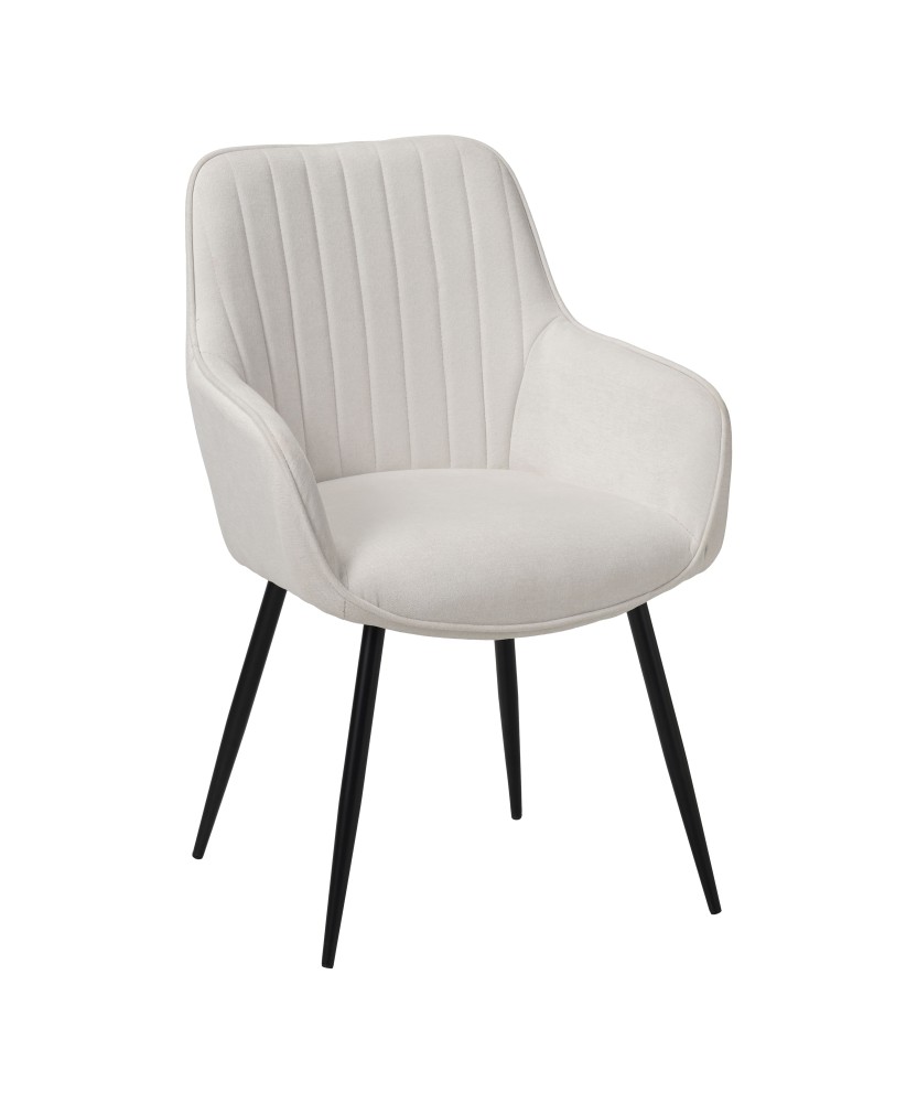 Mira Elegant Beige Fabric Dining Chair with Black Metal Legs Mira Elegant Beige Fabric Dining Chair with Black Metal Legs