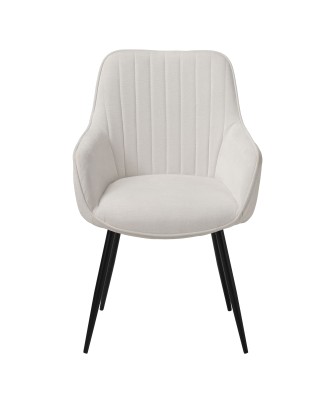 Mira Fauteuil de Salle à Manger Élégant en Tissu Beige avec Pieds M...