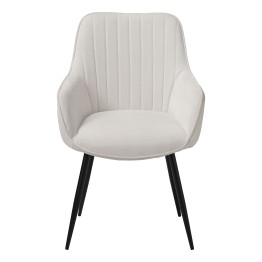 Mira Elegant Beige Fabric Dining Chair with Black Metal Legs