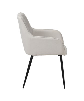 Mira Fauteuil de Salle à Manger Élégant en Tissu Beige avec Pieds M...