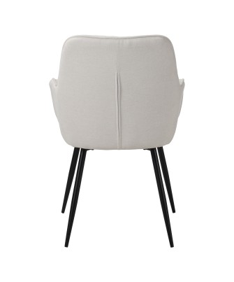 Mira Elegant Beige Fabric Dining Chair with Black Metal Legs