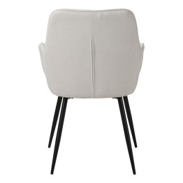 Mira Elegant Beige Fabric Dining Chair with Black Metal Legs