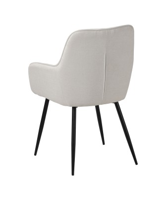 Mira Elegant Beige Fabric Dining Chair with Black Metal Legs