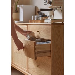 Buffet 1,5 m en Chêne Massif Meuble 100% Bois Tiroirs en Paulownia ...