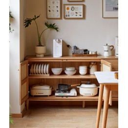 Buffet 1,5 m en Chêne Massif Meuble 100% Bois Tiroirs en Paulownia ...