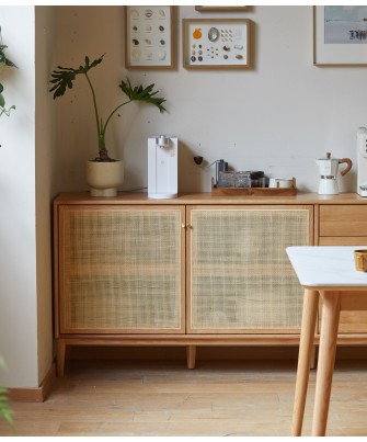 Buffet 1,5 m en Chêne Massif Meuble 100% Bois Tiroirs en Paulownia ...