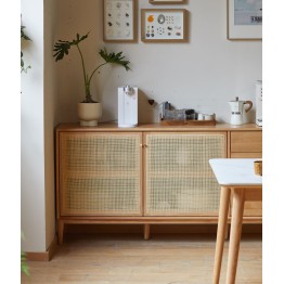 Buffet 1,5 m en Chêne Massif Meuble 100% Bois Tiroirs en Paulownia ...