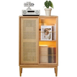Buffet / Meuble d’appoint en chêne massif FAS avec porte coulissant...