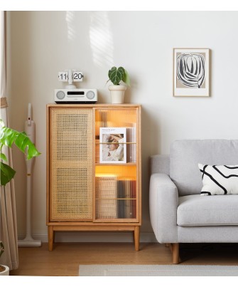 Buffet / Meuble d’appoint en chêne massif FAS avec porte coulissant...