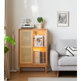 Buffet / Meuble d’appoint en chêne massif FAS avec porte coulissant...