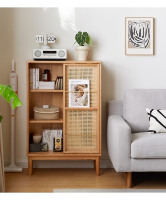 Buffet / Meuble d’appoint en chêne massif FAS avec porte coulissant...