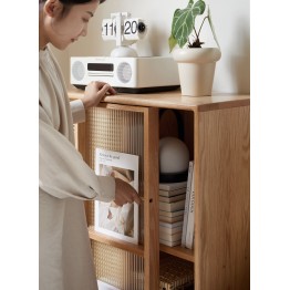 Buffet / Meuble d’appoint en chêne massif FAS avec porte coulissant...