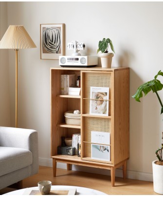 Buffet / Meuble d’appoint en chêne massif FAS avec porte coulissant...