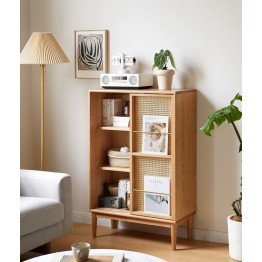 Buffet / Meuble d’appoint en chêne massif FAS avec porte coulissant...