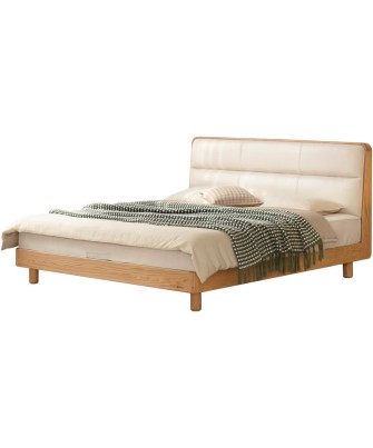 Low-Profile Soft Headboard Bed – FAS Grade Oak & Eco Cloud Leather ...