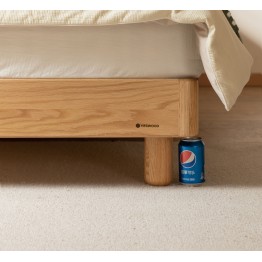 Lit bas avec tête de lit rembourrée – Chêne massif FAS & cuir écolo...