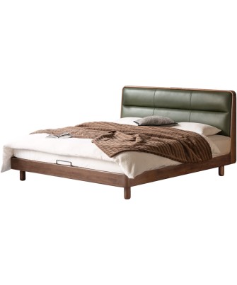 Premium Soft Headboard Bed – North American Black Walnut & Genuine ...