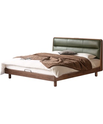 Premium Soft Headboard Bed – North American Black Walnut & Genuine ...