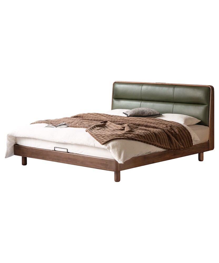 Premium Soft Headboard Bed – North American Black Walnut & Genuine ... Premium Soft Headboard Bed – North American Black Walnut & Genuine ...