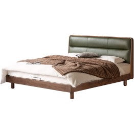 Premium Soft Headboard Bed – North American Black Walnut & Genuine ...