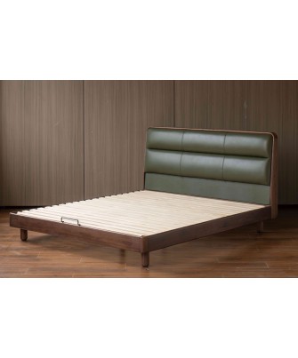 Premium Soft Headboard Bed – North American Black Walnut & Genuine ...