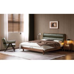 Premium Soft Headboard Bed – North American Black Walnut & Genuine ...