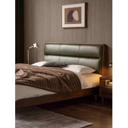 Premium Soft Headboard Bed – North American Black Walnut & Genuine ...