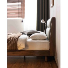 Premium Soft Headboard Bed – North American Black Walnut & Genuine ...