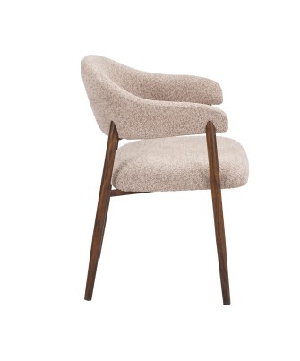 Fauteuil Accoudoirs en Tissu Bouclé au Design Asymétrique Contempor...