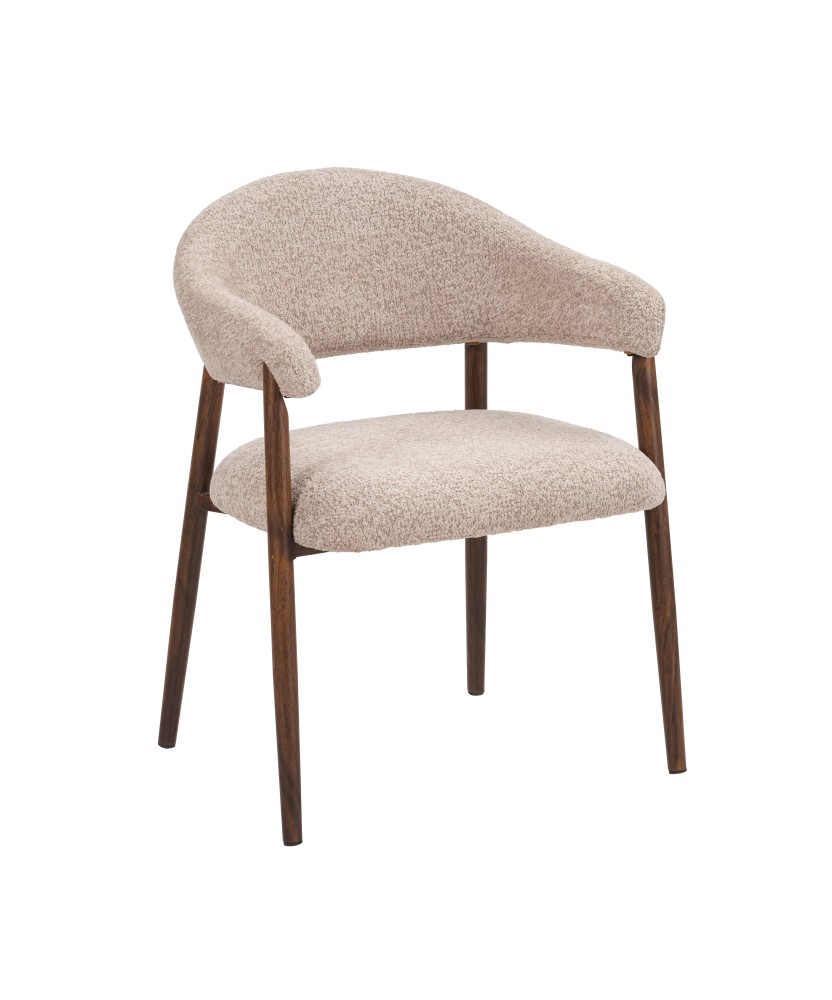 Boucle Armchair with Asymmetric Open-Back Design — Mid-Century Cont...