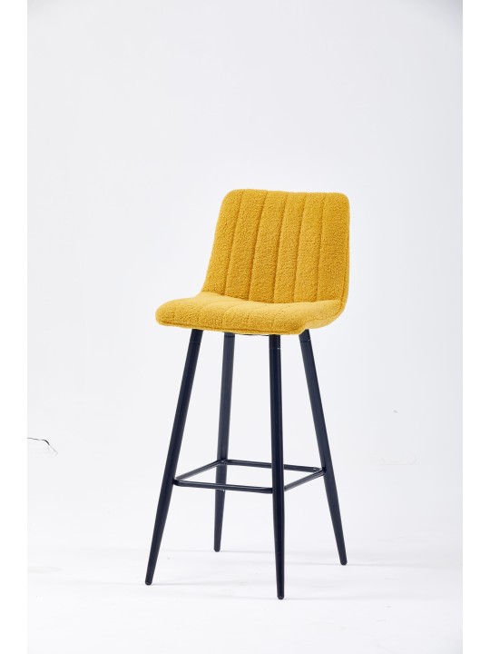 Modern Channel-Tufted Bar Stool | Teddy Fabric Kitchen Counter Chai...