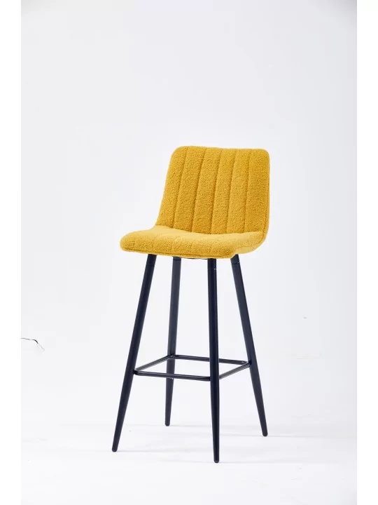 Modern Channel-Tufted Bar Stool | Teddy Fabric Kitchen Counter Chai...
