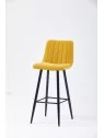 Modern Channel-Tufted Bar Stool | Teddy Fabric Kitchen Counter Chai...