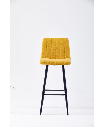 Modern Channel-Tufted Bar Stool | Teddy Fabric Kitchen Counter Chai...