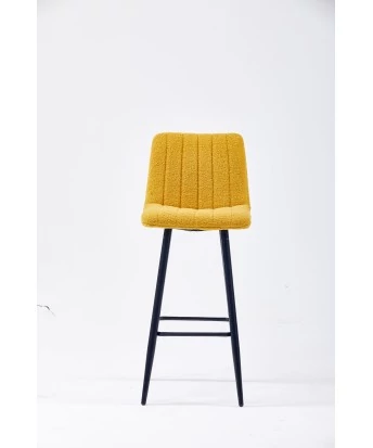 Modern Channel-Tufted Bar Stool | Teddy Fabric Kitchen Counter Chai...