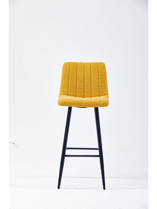 Modern Channel-Tufted Bar Stool | Teddy Fabric Kitchen Counter Chai...